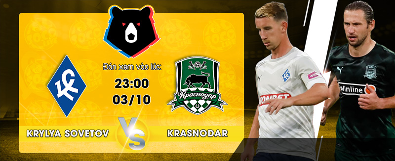 Link Xem Trực Tiếp Krylya Sovetov Samara vs Krasnodar FK 23h00 Ngày 03/10/2022 - socolive 