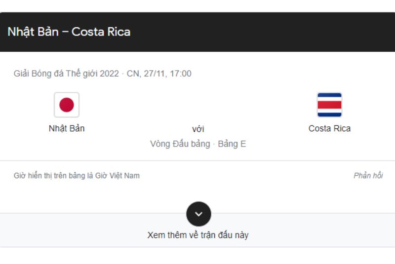 Cuộc tranh tài giữa Nhật Bản & Costa Rica vào 27/11 World Cup 2022