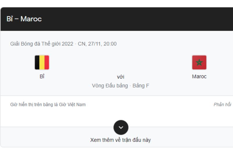 Cuộc chiến không cân sức giữa Bỉ và Maroc 27/11 tại World Cup 2022